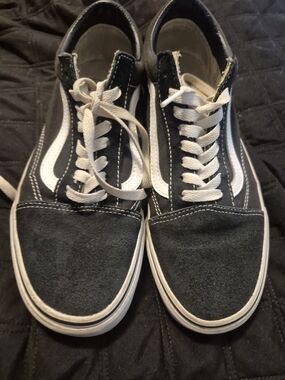 Vans Black and White Suede Low-Top Sneakers